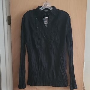 Elegant Black Crinkle Blouse